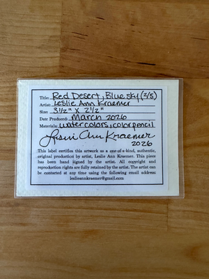 Red Desert Blue Sky 2/5 aceo art card thumbnail 2