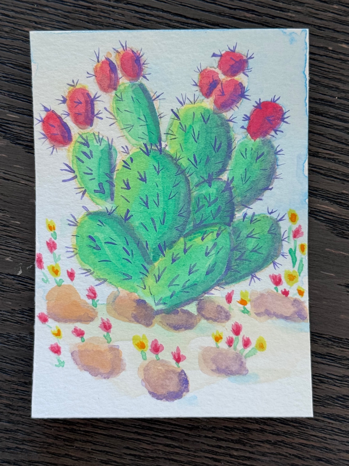 Watercolor Cactus ACEO aceo art card