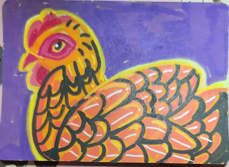 wyandotte chicken aceo art card