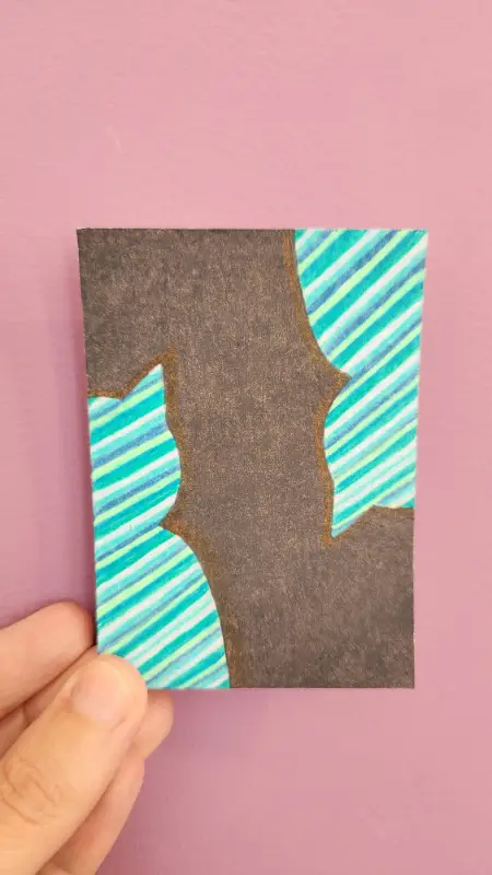 Blue Striped Cat Twins aceo art card