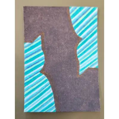 Blue Striped Cat Twins aceo art card thumbnail 2