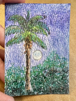 Full Moon Palm aceo art card thumbnail 1
