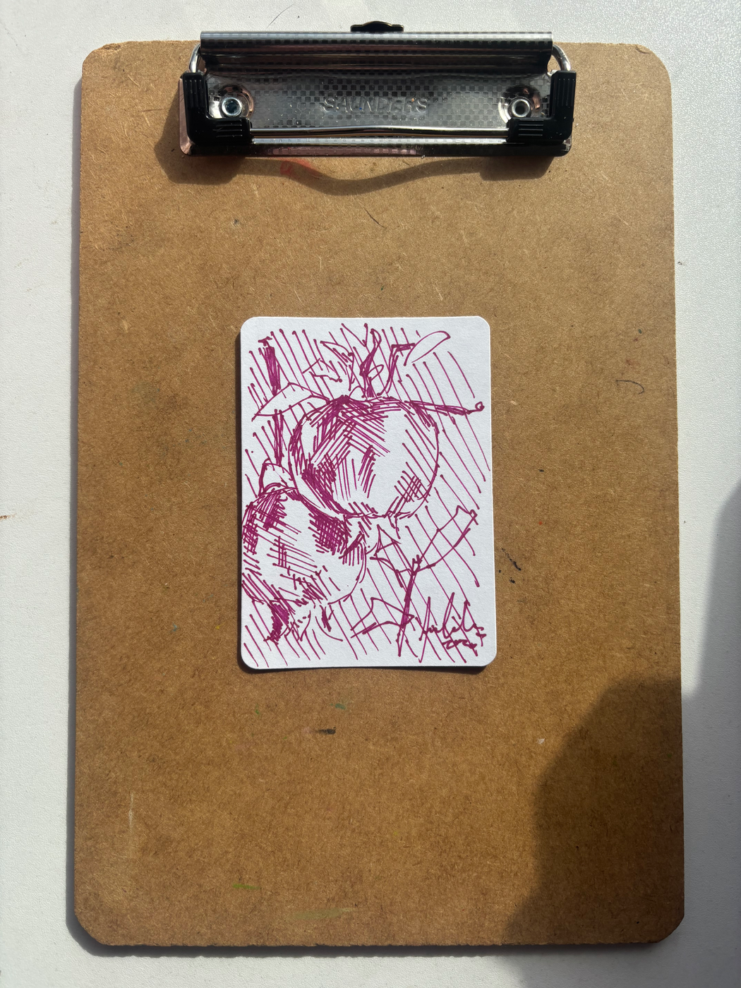 “Pomegranate: Mauve” Fruit still life aceo art card