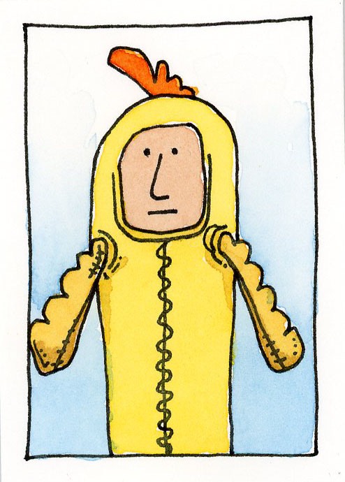 Chick-n Sip Mascot Darrel aceo art card
