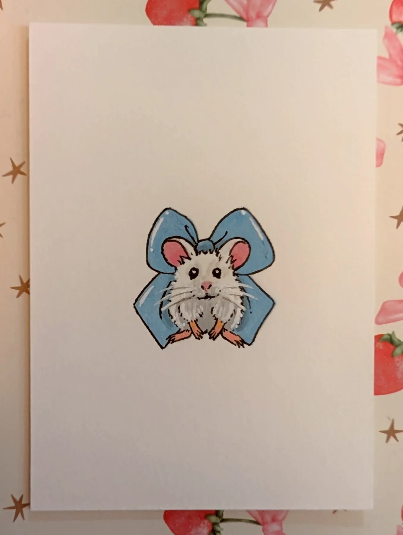Cute mouse animal pet portrait aceo art card