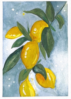 Lemons - fruit series 1/10 aceo art card thumbnail 1