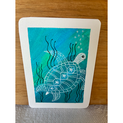 Mr. Turtle aceo art card thumbnail 2