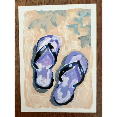 Flip-flops aceo art card thumbnail 1