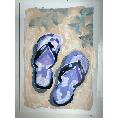 Flip-flops aceo art card thumbnail 2