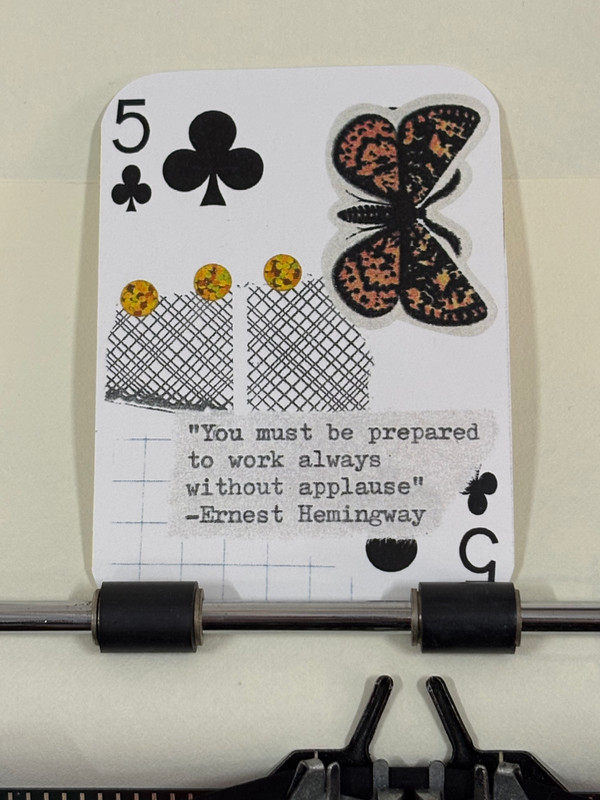 Butterfly Ernest Hemingway quote micro collage print by Mazerzine monarch aceo art card