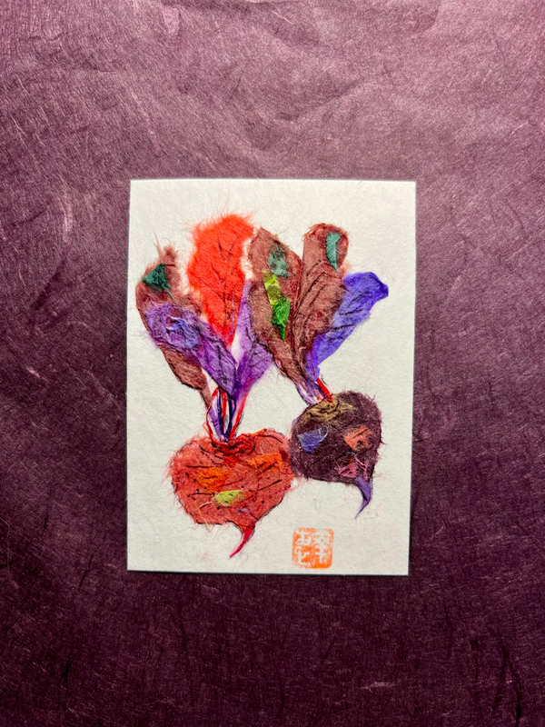Colorful Beets-Japanese Washi att aceo art card