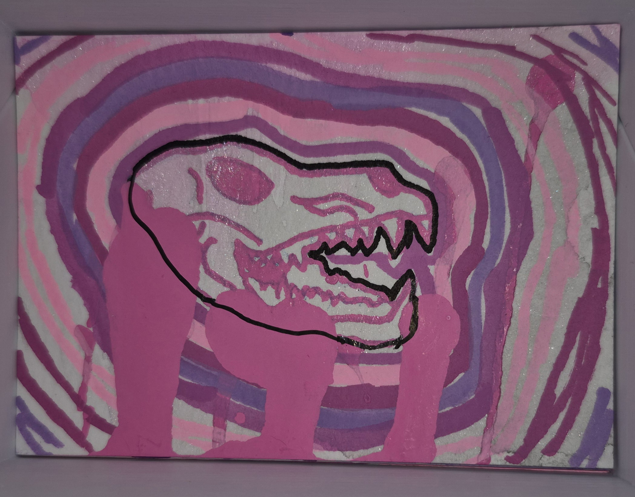 Pink Wolf Drip aceo art card