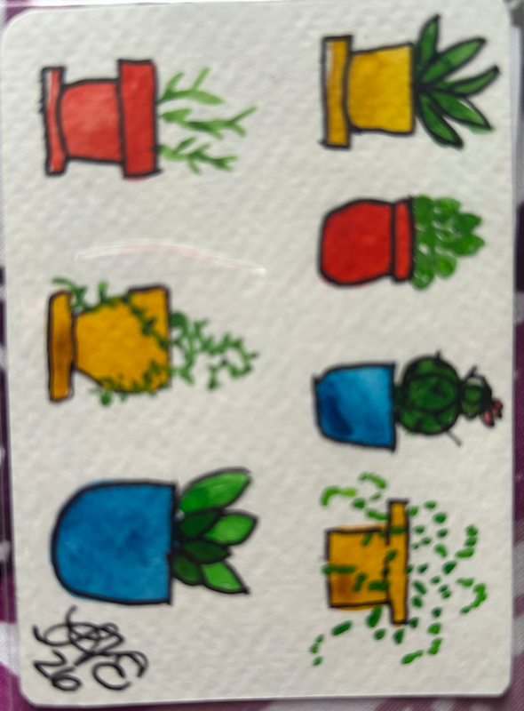 Plants in Pots aceo art card