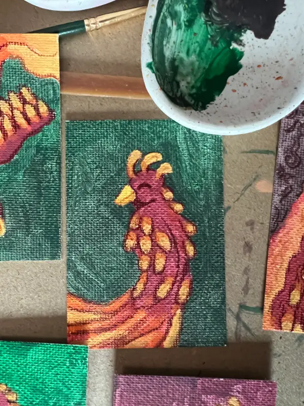 Original Resting Phoenix ACEO #4/6 Mystical Phoenix Series aceo art card