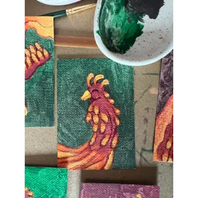 Original Resting Phoenix ACEO #4/6 Mystical Phoenix Series aceo art card thumbnail 1