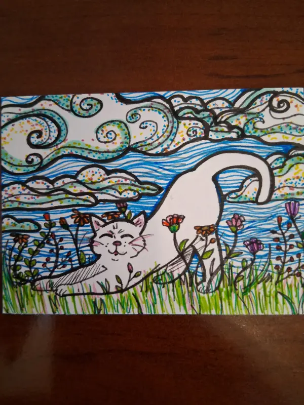 Cat Days aceo art card