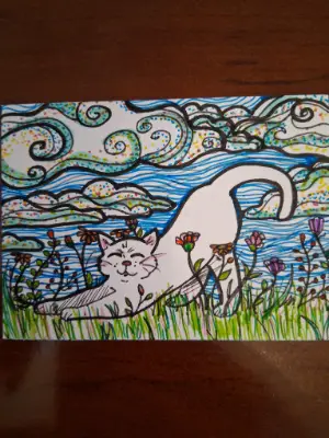 Cat Days aceo art card thumbnail 1