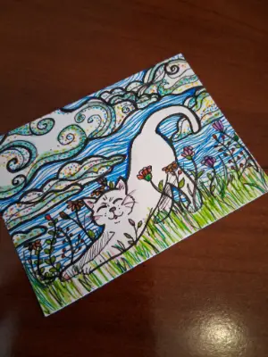 Cat Days aceo art card thumbnail 2