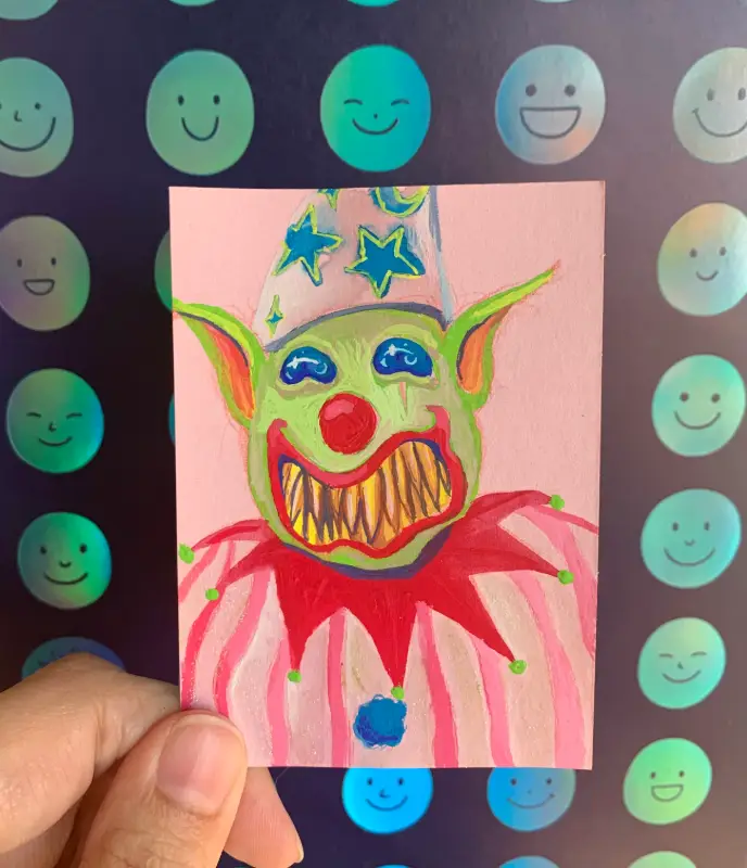 Goblin Clown 3/7 - Happy Birthday aceo art card