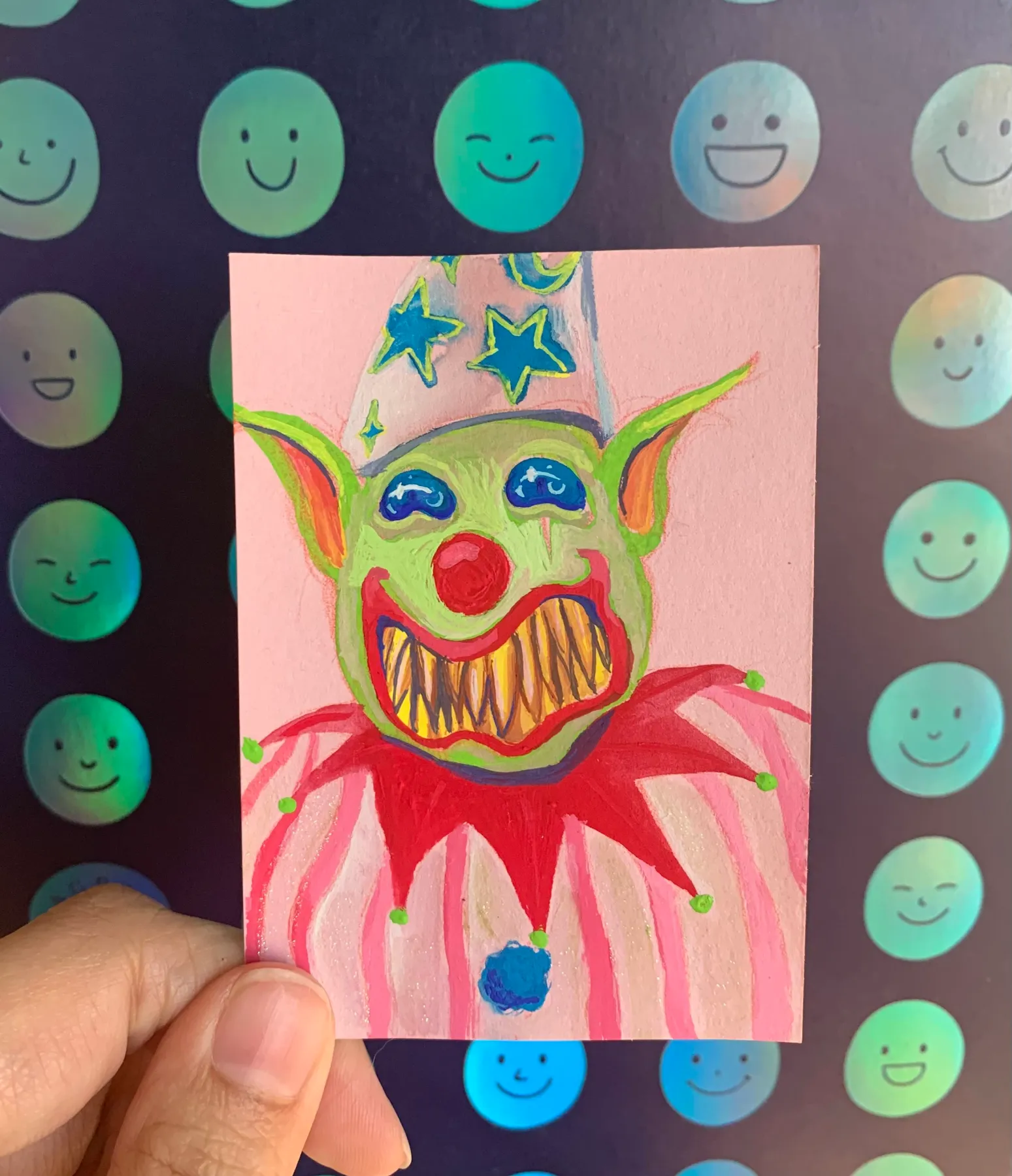 Goblin Clown 3/7 - Happy Birthday aceo art card