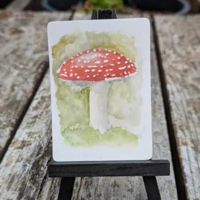 Amanita Muscaria aceo art card thumbnail 1