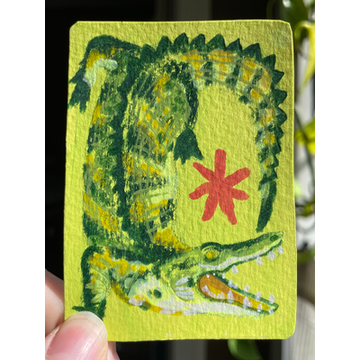 “See you later alligator” - wildlife portrait by Norah Mae aceo art card thumbnail 2