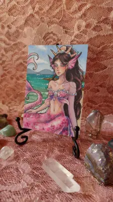 Keeper of Reefs - Original Mermaid ACEO aceo art card thumbnail 4