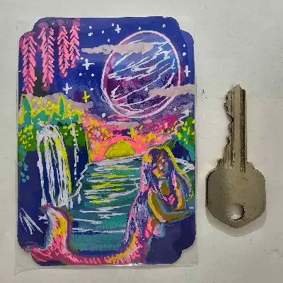 Twilight Mermaid aceo art card thumbnail 2