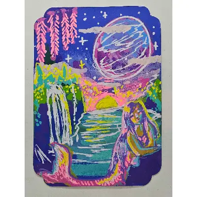 Twilight Mermaid aceo art card thumbnail 1