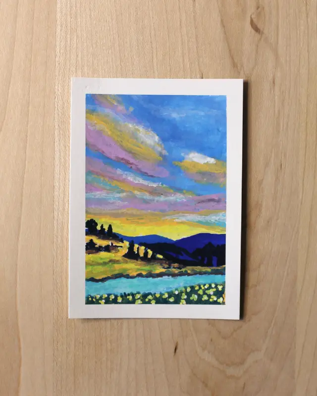 Original ACEO Art Card  – Moody Sky – Acrylic & Watercolor aceo art card