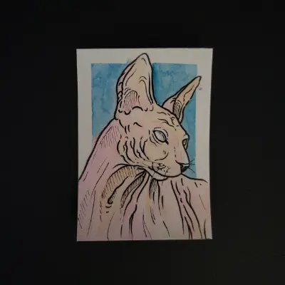 Sphynx aceo art card thumbnail 2