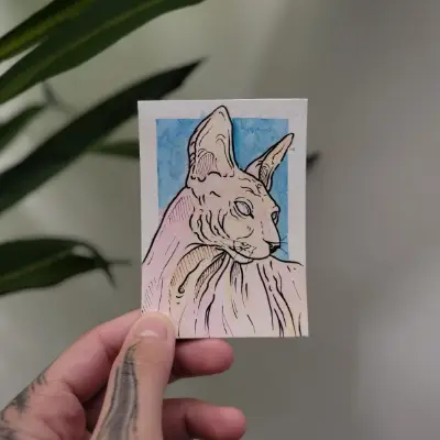 Sphynx aceo art card thumbnail 1