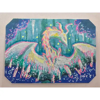 White Crystal Dragon aceo art card thumbnail 1