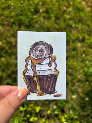 “Cookies & Cream” Oreo CupCake aceo art card thumbnail 1