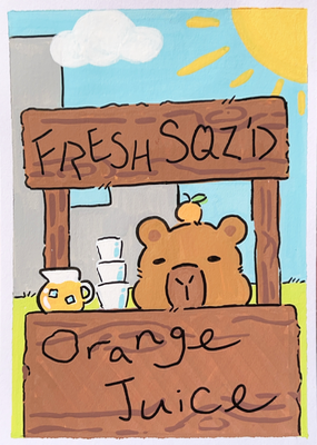 Capy's OJ Stand aceo art card thumbnail 1