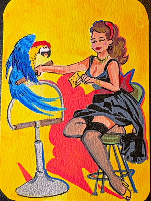 Would Polly Like A Cracker? aceo art card thumbnail 2