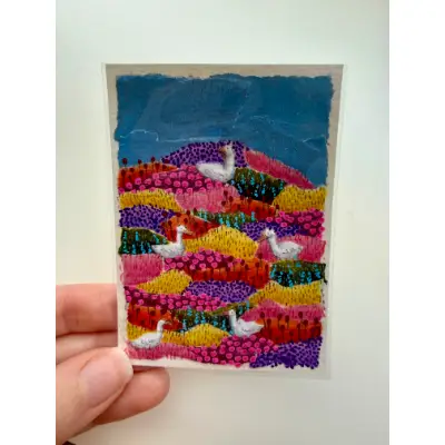 Gaggle in the Garden aceo art card thumbnail 1