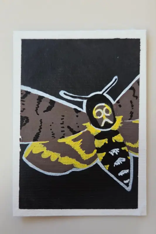 Death Head Moth in Acrylic - Dark Bug Set aceo art card
