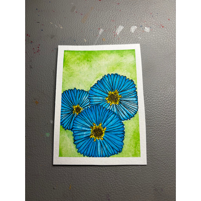 Aster, Blue aceo art card thumbnail 1