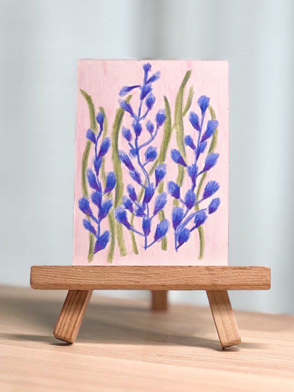 Blue Flowers (July Florals Series #1) by Kindel Thomas aceo art card