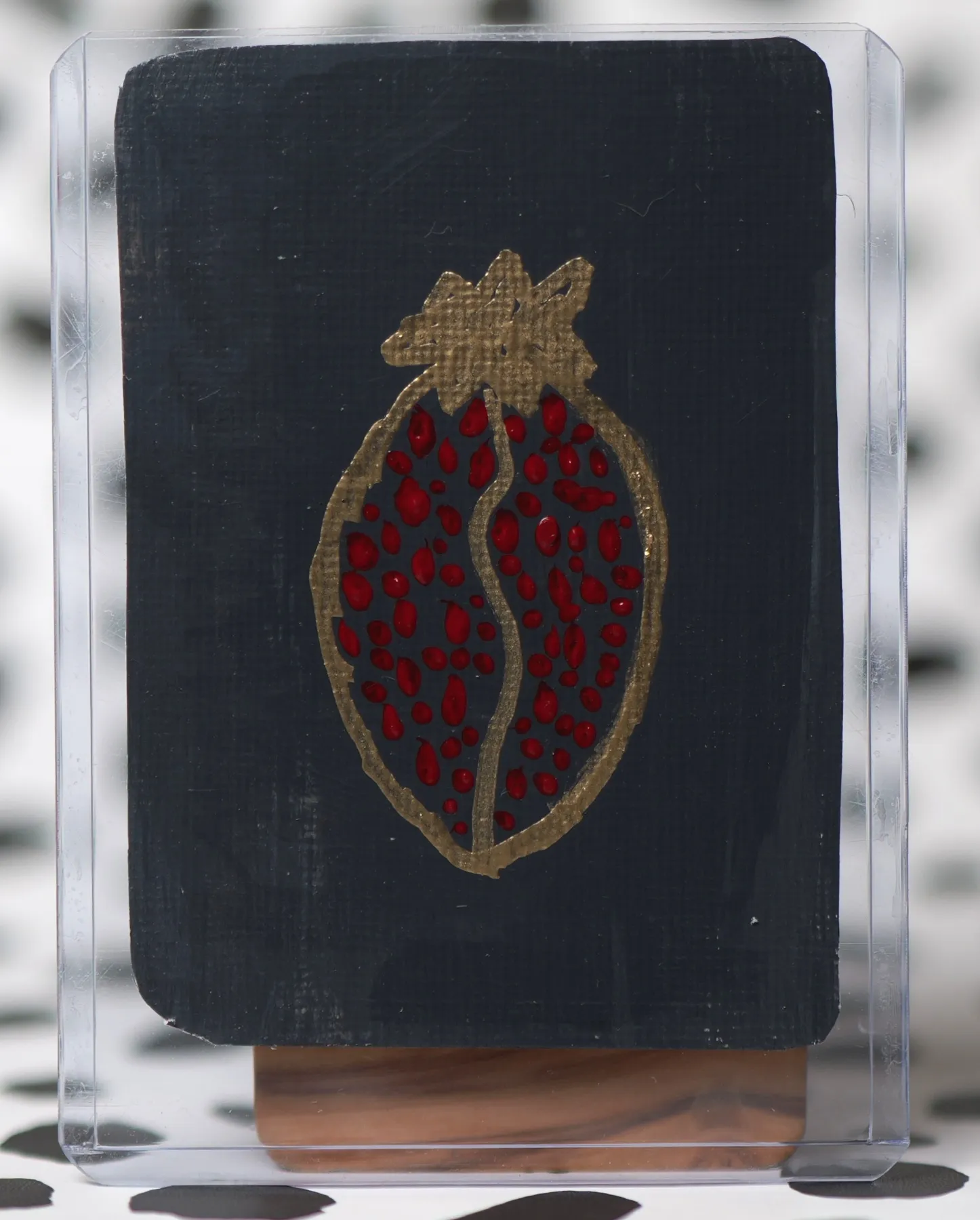 "Gold Pomegranate" Original Acrylic Canvas Painting 2 of 3 aceo art card