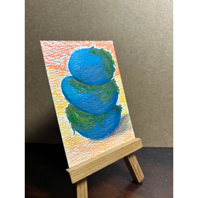Blue Mossy Stones aceo art card thumbnail 2