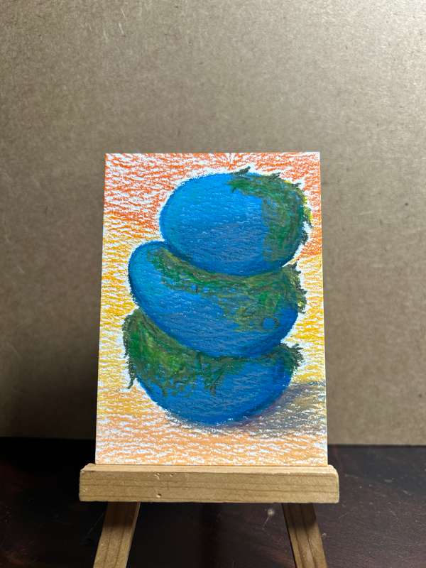 Blue Mossy Stones aceo art card