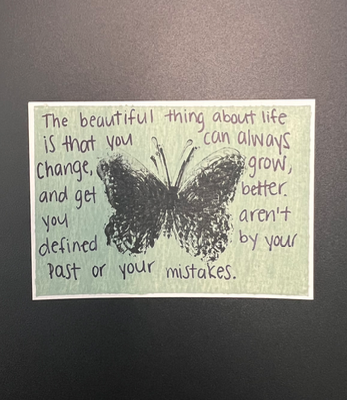 ACEO Original Butterfly Mistakes, Acrylic & Stamp. 2.5 x 3.5” Mini Art Card aceo art card thumbnail 1