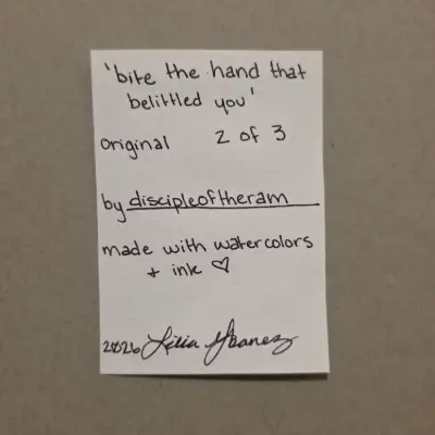 bite the hand that belittled you aceo art card thumbnail 2