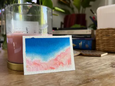 OOAK - Cielo Series - Pink Dreams (sunset clouds wispy vibes) 3.5x2.5 Oil Pastels May 2026 aceo art card thumbnail 2