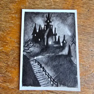 Gothic Castle 2 aceo art card thumbnail 1