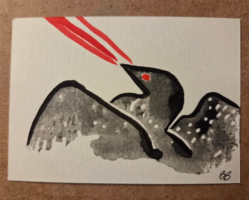 Laser Loon #2 aceo art card