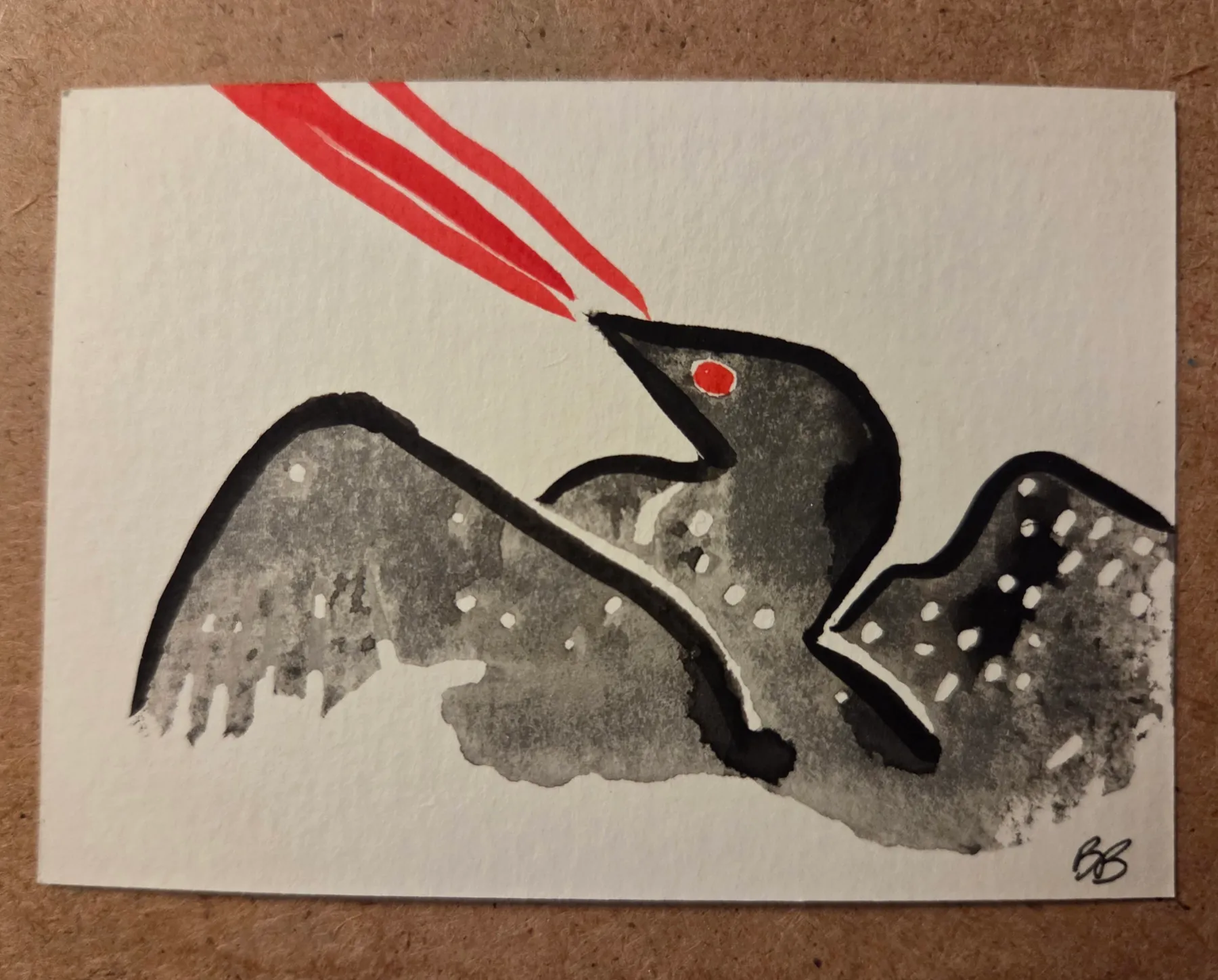 Laser Loon #2 aceo art card