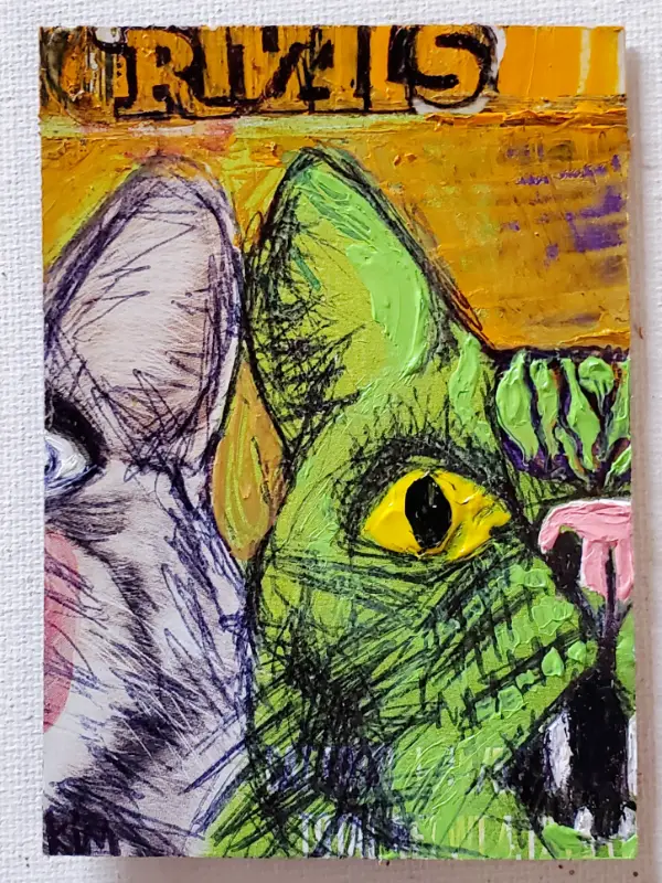 FRISKY CAT 2 aceo art card